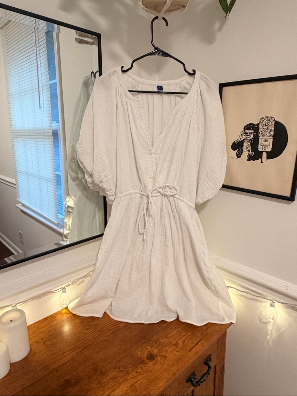 Old Navy White Scoop Neck Summer Dress | Large